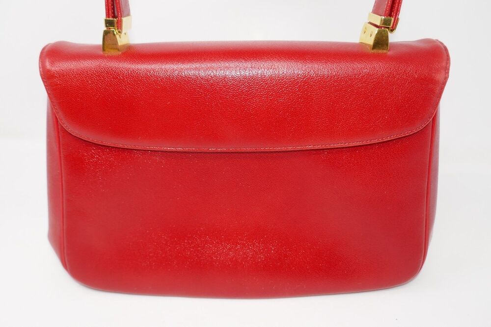 Koret Vintage 1950s 1960s Mid Century Two Tone Clasp Red Leather Top Handle Bag - Picture 12 of 16
